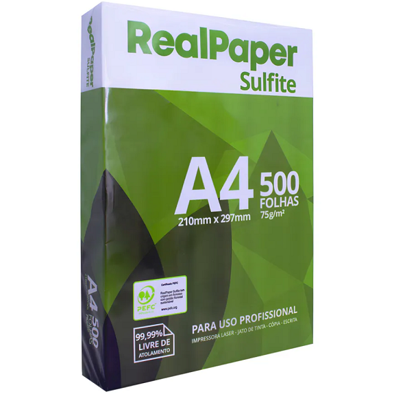 Papel Sulfite A4, Branco, Gramatura 75mg/m², Pacote com 500 Folhas